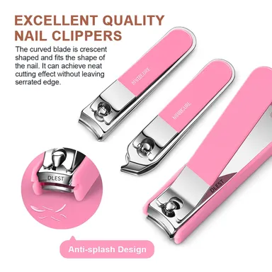 VibeZone Manicure Pedicure Kit Black Stainless Steel Nail Clipper Set with Finger Plier| Nail Art Tools | Compact Grooming Kit for Fingernails |Toenails  thumbnail 1