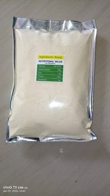 Pure Besan Gram Flour 100% Shuddh Fresh Indian Chickpea Flour for Cooking Baking Farsan Snacks Homemade Traditional Recipes Healthy Gluten-Free Protein-Rich thumbnail 1