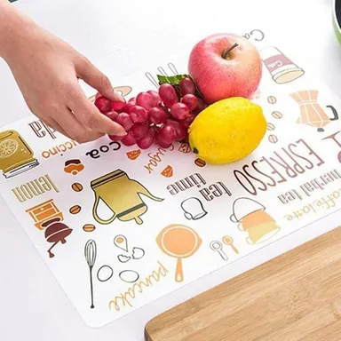 VibeZone 4 ps PVC Place Mat for Home, Kitchen, Restaurant, Dinner Table | Fridge, Spoon Design Printed, Washable, Waterproof, Durable Table Mat |Brown thumbnail 2