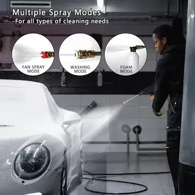 Portable 48V Wireless Pressure Washer Gun 12000mAh Cordless High Pressure Water Spray Gun with Adjustable Nozzle 5M Hose for Car Wash Bike Cleaning Outdoor Patio Home Garden Cleaning Tools thumbnail 3