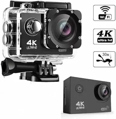 Ultra HD Sports Action Camera 170° Wide Angle Waterproof 30M| 2″ LCD Screen, Loop Recording, Time Lapse | Smartphone Control thumbnail 2