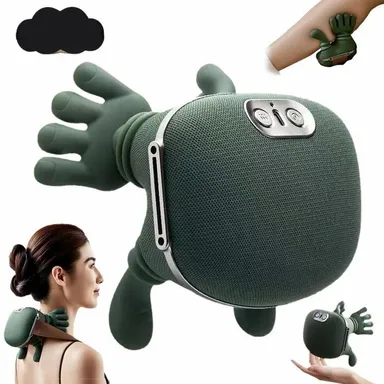 Horizonite Rechargeable Neck and Shoulder Massager with Heat |4D Bionic Kneading Deep Tissue Electric Massager Pillow for Cervical Pain Relief, Cordless| Adjustable Straps, Full Back, Leg & Body Relaxation |Green thumbnail 4