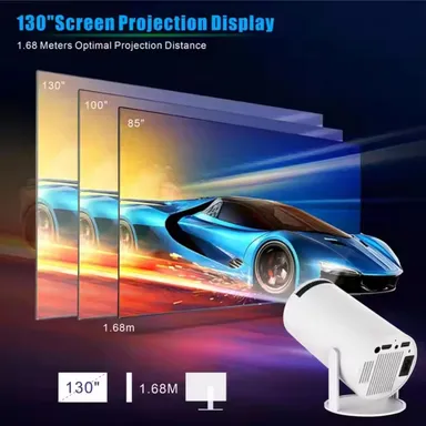 4K Mini Projector with WiFi 6 & Bluetooth | Portable Smart LCD Projector for Home Theater| Outdoor Movies, Gaming, Android 11, HDMI/USB, iOS & Android Compatible thumbnail 1