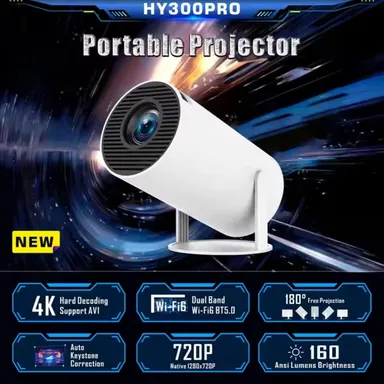 4K Mini Projector with WiFi 6 & Bluetooth | Portable Smart LCD Projector for Home Theater| Outdoor Movies, Gaming, Android 11, HDMI/USB, iOS & Android Compatible thumbnail 2