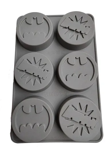 6 Cavity Silicone Super Hero Batman Shape Soap and Cupcake Making Mould Kitchen Bakeware Flexible Food‑Grade Silicone Mold for Baking Soap, Cakes, Cupcakes, Chocolates thumbnail 0