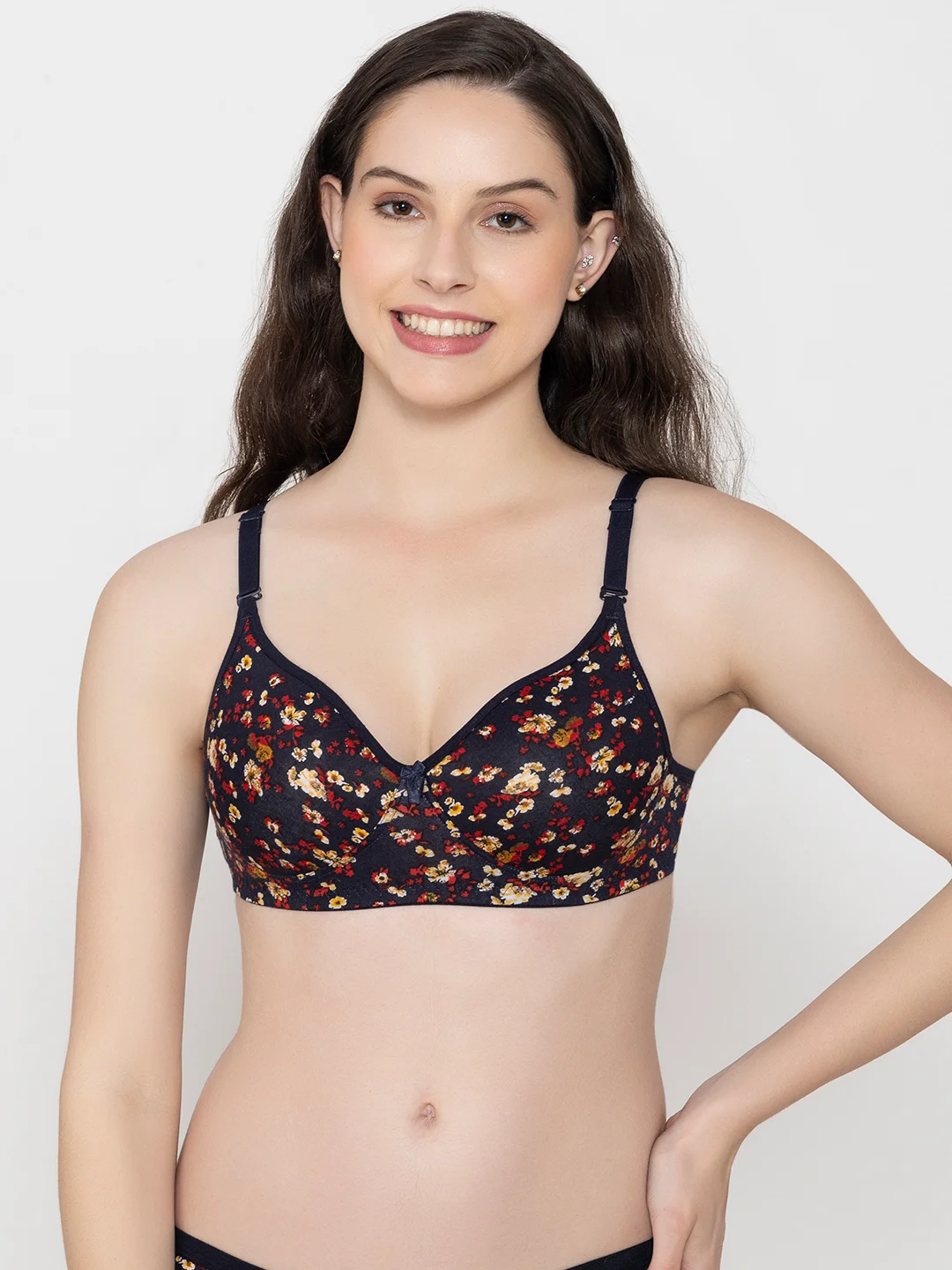 Premium Women’s Floral Print Padded Bra Soft Stretch Comfortable Everyday Innerwear with Adjustable Straps Breathable Supportive Underwear for Daily Wear | size 32 image 3
