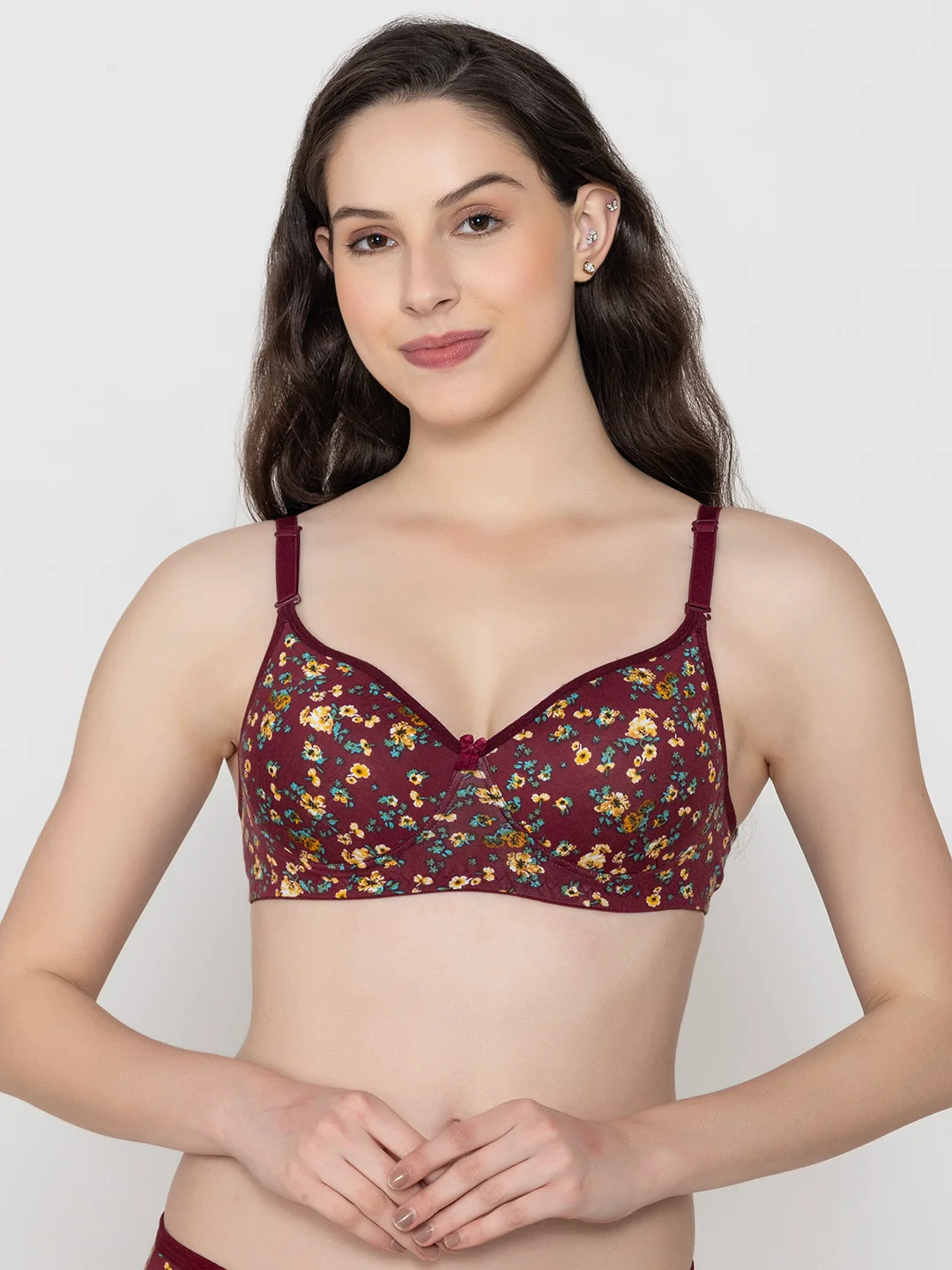 Premium Women’s Floral Print Padded Bra Soft Stretch Comfortable Everyday Innerwear with Adjustable Straps Breathable Supportive Underwear for Daily Wear | size 40 image 2