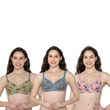 Premium Women’s Floral Print Padded Bra Soft Stretch Comfortable Everyday Innerwear with Adjustable Straps Breathable Supportive Underwear for Daily Wear | size 40 thumbnail 4