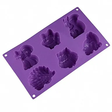 Forest Animals Silicone Mold Tray for Ice Cube, Jello, Cookie, Muffin, Cake Baking Chocolate Soap Wax Clay Crayon Plaster Concrete Mould with Squirrel Frog Fox Turtle Owl Hedgehog Shapes thumbnail 0