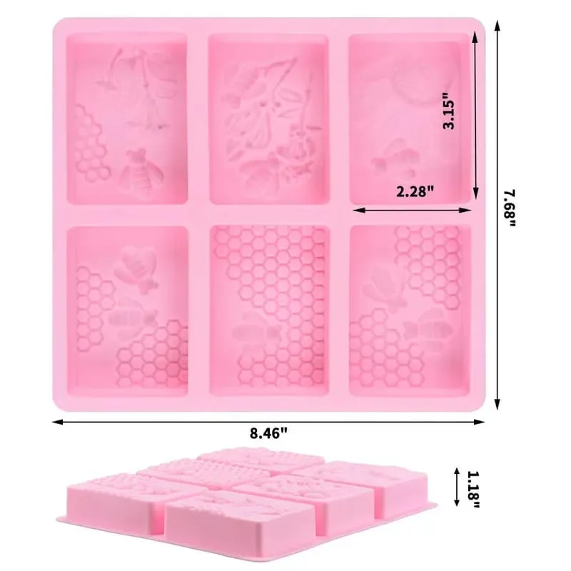 Aramex 6‑Cavity 3D Bee Silicone Mold Rectangle Honeycomb Soap & Cake Baking Mould with Honey Bee Design for DIY Soap Making Chocolate Jelly Resin Crafts India image 2