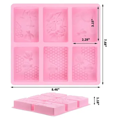 Aramex 6‑Cavity 3D Bee Silicone Mold Rectangle Honeycomb Soap & Cake Baking Mould with Honey Bee Design for DIY Soap Making Chocolate Jelly Resin Crafts India thumbnail 1