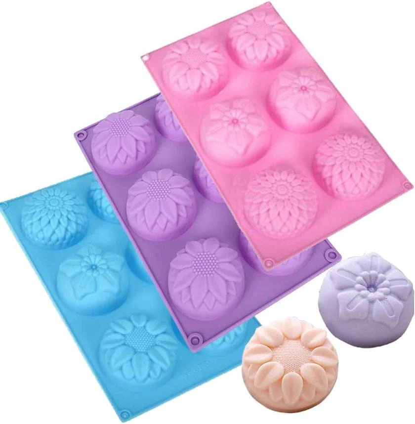 6 Cavity Rose Silicone Molds Ice Cube Tray Mini Flexible Silicone Moulds for Ice, Soap, Cake, Bread, Cupcake, Muffin, Cheesecake Baking & DIY Kitchen Mold image 3