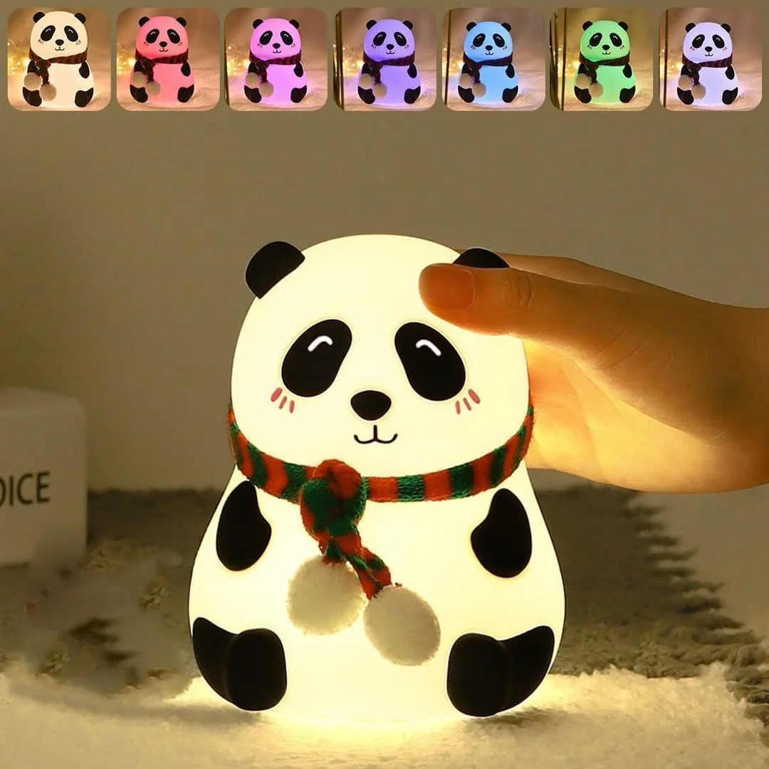 Touch-Sensitive Silicone Panda Night Light LED Lamp for Kids Girls & Boys – Cute 7-Color LED Changing Night Lamp for Bedroom Nursery Baby Room Kids Room Bedside Tabk Decor Sleep Aid and Perfect Gift for ChildrenToddlers and Newborns image 3