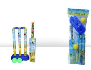Junior Plastic Cricket Kit Size 3 Full Set with Heavy Duty Bat 3 Stumps Sturdy Base Bails Soft Ball Indoor Outdoor Outdoor Cricket Play for Kids 6-10 Years image 1