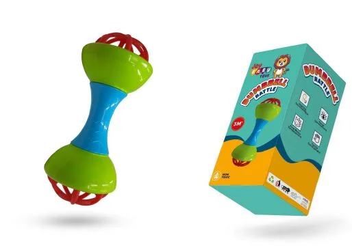 Joy Baby Dumbbell Rattle Musical Shaker Toy for Newborns 0-12 Months Safe Non-Toxic Sensory Development Toy with Bright Colours for Infant Learning image 1