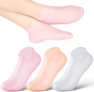Cracked Heels Moisturizer Silicon Gel Socks for Women & Men | Spa Moisturizing Foot Care Reusable Silicone Pedicure Socks for Dry Cracked Feet, Soft Heel Protector, Waterproof Free Size thumbnail 0