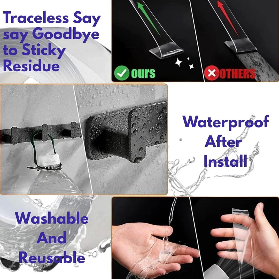right traders 3 Meter Multipurpose Double Sided Tape Heavy Duty - Adhesive Silicone TapHeat Resistant Multi-Functional Removable WashableReusable Anti-Slip Gel Nano Grip Tape  image 2