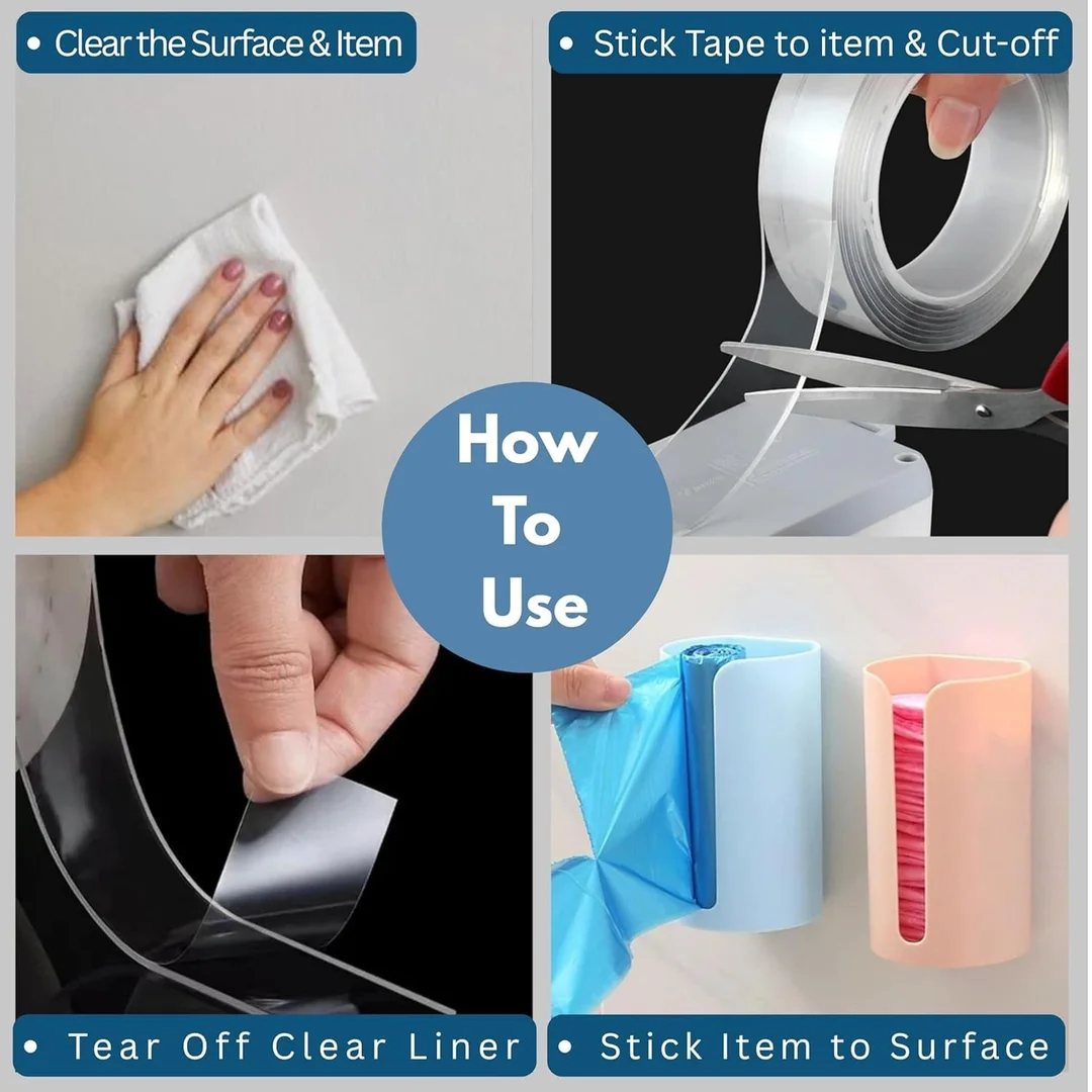 right traders 3 Meter Multipurpose Double Sided Tape Heavy Duty - Adhesive Silicone TapHeat Resistant Multi-Functional Removable WashableReusable Anti-Slip Gel Nano Grip Tape  image 3