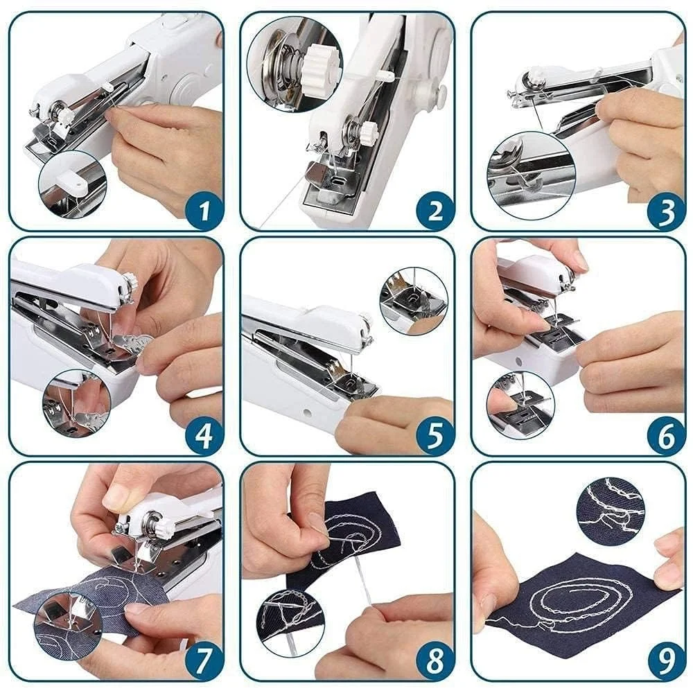 Right Traders Handy Stitch Mini Handheld Electric Sewing Machine For Home-Stapler Style| Multicolour | Perfect for Home Tailoring Emergency Stitching and On-the-Go Repairs image 3