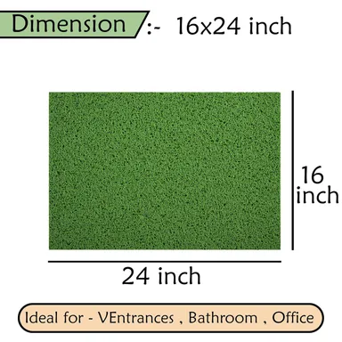 Artificial Green Grass Floor Mat (16x24 Inch) | Grass Mat for Home Entrance | Rubber Anti-Skid Foot Mat for Bathroom, Office Door thumbnail 1