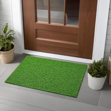 Artificial Green Grass Floor Mat (16x24 Inch) | Grass Mat for Home Entrance | Rubber Anti-Skid Foot Mat for Bathroom, Office Door thumbnail 2