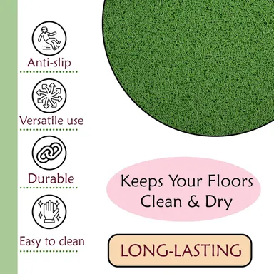 Artificial Green Grass Floor Mat (16x24 Inch) | Grass Mat for Home Entrance | Rubber Anti-Skid Foot Mat for Bathroom, Office Door thumbnail 5