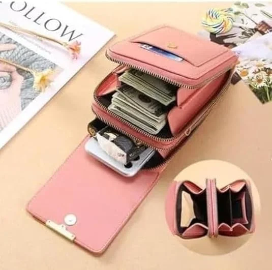 Women’s PU Leather Cell Phone Crossbody Sling Bag with Clear Touch Screen Window| Adjustable Strap, Card Slots & Multiple Pockets |Small Shoulder Bag, Multicolor image 6