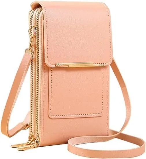 Women’s PU Leather Cell Phone Crossbody Sling Bag with Clear Touch Screen Window| Adjustable Strap, Card Slots & Multiple Pockets |Small Shoulder Bag, Multicolor image 1
