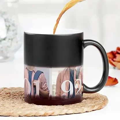 Personalised Magic Photo Colour Change Heat Sensitive Ceramic Coffee Mug 350 ml Custom Name Photo Print Gift for Birthday Anniversary Valentine’s Day India image 1