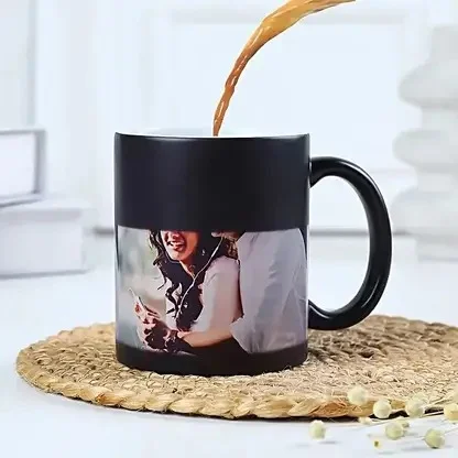 Custom Photo Magic Mug 350 ml – Personalised Ceramic Coffee Tea Cup Birthday Anniversary Gift – Printed Photo Logo Name Present for Him Her – Unique Customisable Magic Colour‑Change Mug image 1