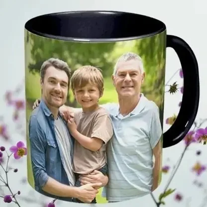 Mamta Gifts Shops Black Patch Custom Photo Print Ceramic Coffee Mug 325 ml | Personalized Birthday & Anniversary Gift | Unique Customizable Hot Beverage Cup image 1