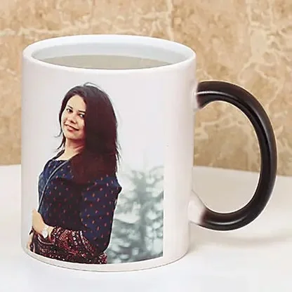 Personalized Black Colour Changing Magic Coffee Mug 350 ml Custom Photo Name Print Ceramic Cup Gift for Birthday Anniversary Valentine’s Day Office Home – Heat Sensitive Reveal Design image 1