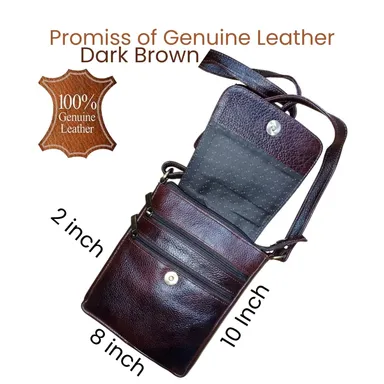 GENUINE PURE LEATHER SIDE BAG FOR MEN    DARK BROWN thumbnail 1