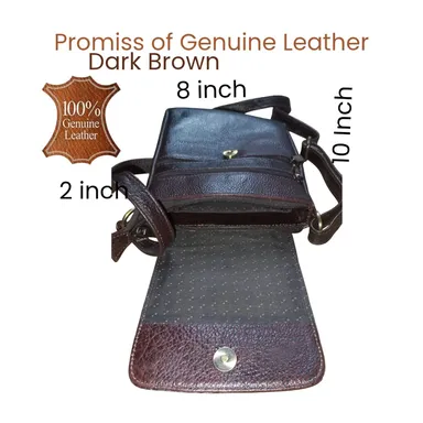 GENUINE PURE LEATHER SIDE BAG FOR MEN    DARK BROWN thumbnail 2