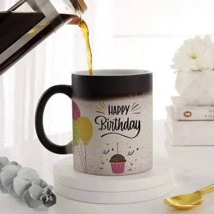 Personalised Ceramic Magic Photo Mug Custom Photo & Text Gift for Birthday Anniversary Friend Family Black Colour‑Changing Coffee Mug 325 ml Unique Gift Idea India image 1