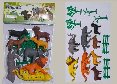 Wild Animal Toy Figure Set with Trees and Fence Accessories for Kids | Jungle Animal Playset Educational Wildlife Learning Toy for Pretend Play, School Projects and Early Learning thumbnail 0