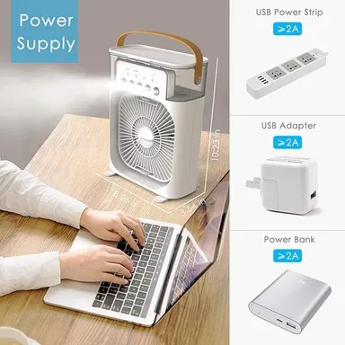 Right Traders Mini Portable Bladeless Air Cooler | Fan – Dual Cooling Small Water Air Conditioner Powered by USB | Battery  Compact Personal Fan for Home Office| Car Travel  Desktop Bedroom Study Summer Cooling, Energy Efficient  Quiet  On-the-Go Co thumbnail 1