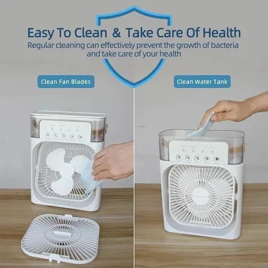 Right Traders Mini Portable Bladeless Air Cooler | Fan – Dual Cooling Small Water Air Conditioner Powered by USB | Battery  Compact Personal Fan for Home Office| Car Travel  Desktop Bedroom Study Summer Cooling, Energy Efficient  Quiet  On-the-Go Co thumbnail 2