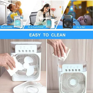 Right Traders Mini Portable Bladeless Air Cooler | Fan – Dual Cooling Small Water Air Conditioner Powered by USB | Battery  Compact Personal Fan for Home Office| Car Travel  Desktop Bedroom Study Summer Cooling, Energy Efficient  Quiet  On-the-Go Co thumbnail 3
