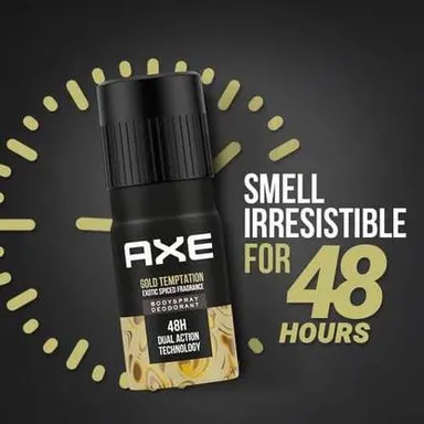 AXE Gold Temptation Deodorant Body Spray for Men 150ml | Long Lasting Chocolate Fragrance, 0% Gas Formula, Daily Freshness for Office, Gym and Casual Wear thumbnail 1