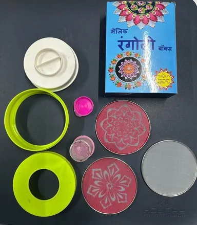 Right Traders Ultimate Magic Rangoli Making Kit – Complete DIY Set with Magic Tool| 4-Inch Printed & Plain Jali Stencils Fine Filter Easy-to-Use Rangoli Art Set for Diwali fesivals Home DécorIndoor | Outdoor Fun thumbnail 0