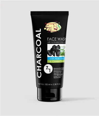 Aroma Charcoal Face Wash 100g | Deep Cleansing Activated Charcoal Face Cleanser for Oil Control Blackhead Removal Tan Removal for All Skin Types thumbnail 1