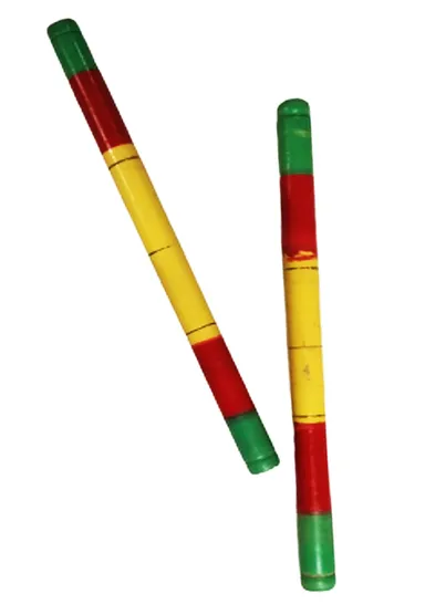 Red Yellow Green Multicolour Wooden Dandiya Sticks for Navratri Garba Folk Dance Celebration Traditional Festival Raas Sticks Pair | Vibrant Colourful Wooden Dance Sticks  thumbnail 1