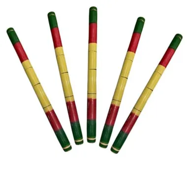 Red Yellow Green Multicolour Wooden Dandiya Sticks for Navratri Garba Folk Dance Celebration Traditional Festival Raas Sticks Pair | Vibrant Colourful Wooden Dance Sticks  thumbnail 3