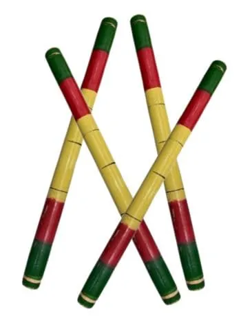 Red Yellow Green Multicolour Wooden Dandiya Sticks for Navratri Garba Folk Dance Celebration Traditional Festival Raas Sticks Pair | Vibrant Colourful Wooden Dance Sticks  thumbnail 4