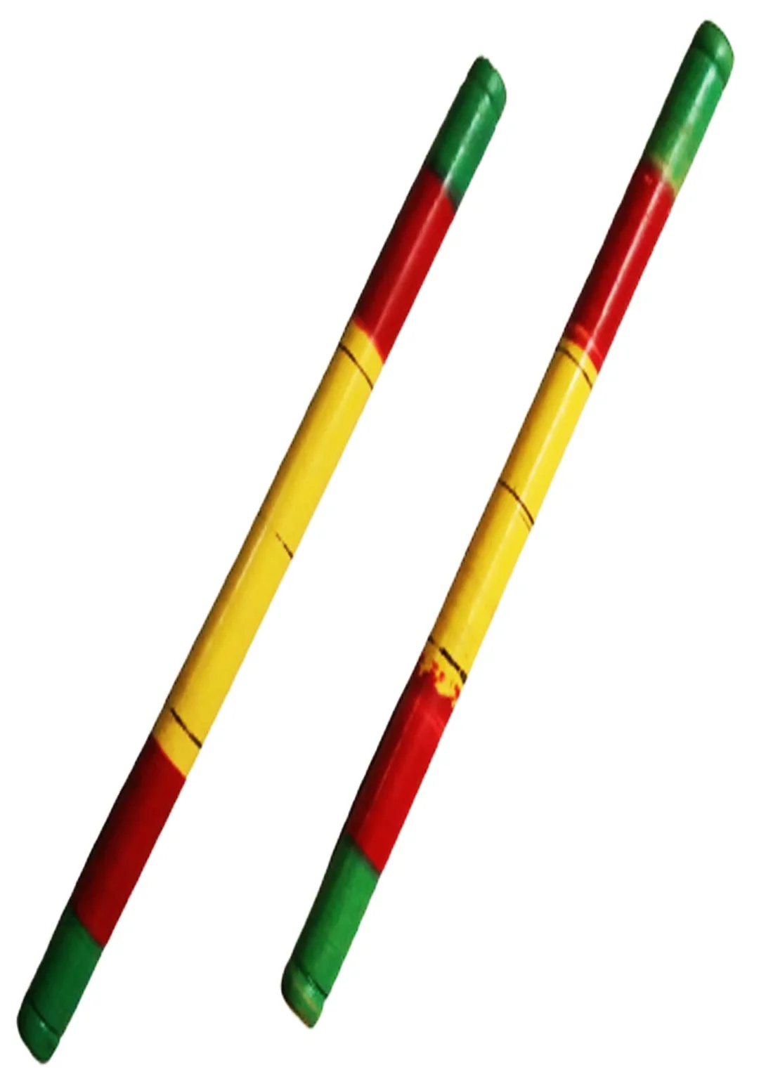Red Yellow Green Multicolour Wooden Dandiya Sticks for Navratri Garba Folk Dance Celebration Traditional Festival Raas Sticks Pair | Vibrant Colourful Wooden Dance Sticks image 1