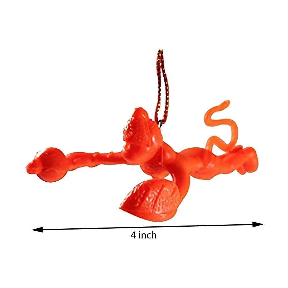 Flying Hanuman Ji Statue Orange Colour Resin Idol Decorative Hindu God Figurine Temple Pooja Murti for Home Office Festival Religious Gift image 3