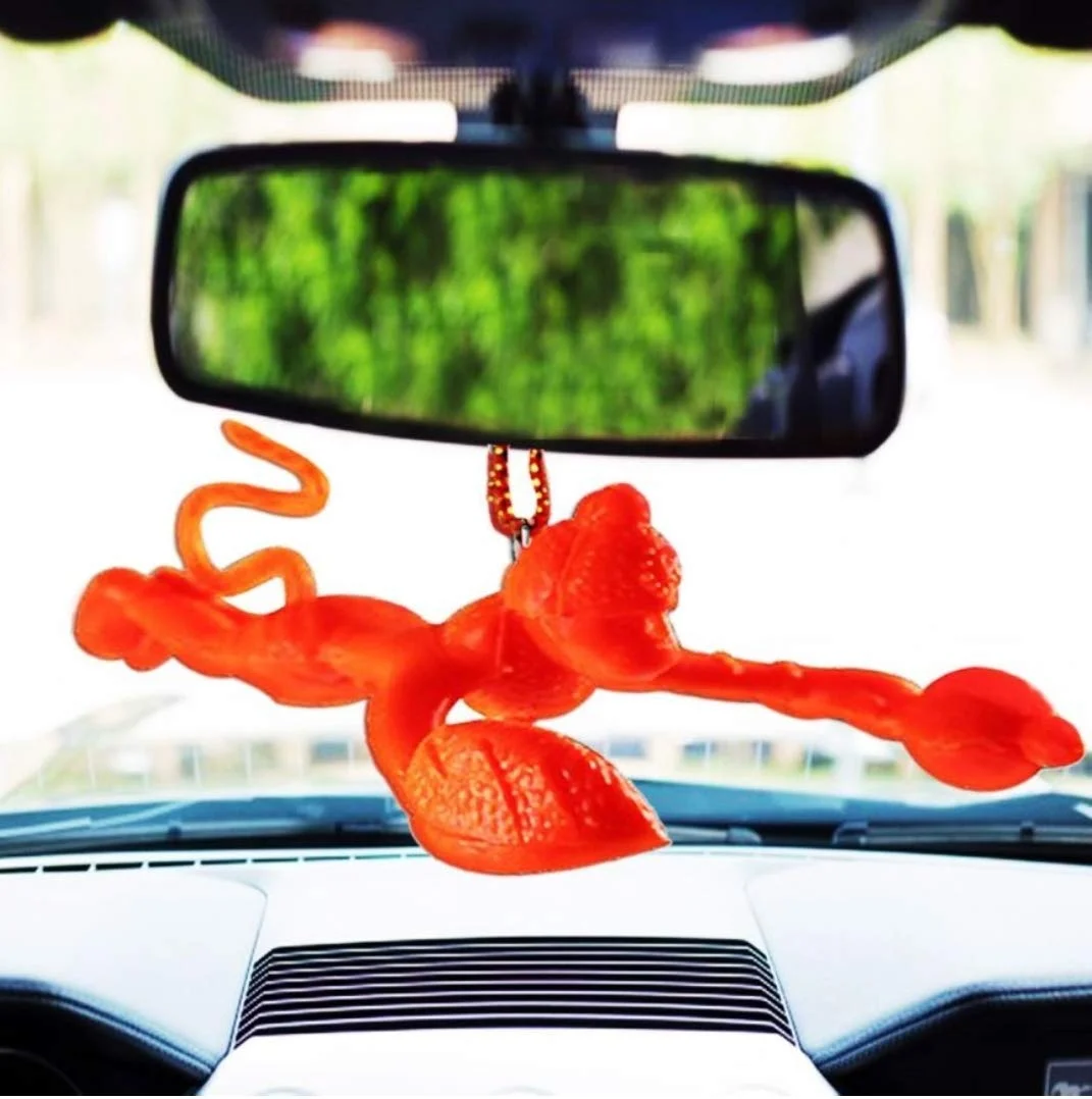 Flying Hanuman Ji Statue Orange Colour Resin Idol Decorative Hindu God Figurine Temple Pooja Murti for Home Office Festival Religious Gift image 1