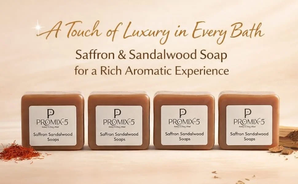 PROMIX‑5 Saffron Sandalwood Herbal Bathing Soap Bar 100g | Gentle Cleansing, Brightening, Deep Nourish, Natural Herbal Ingredients, Daily Use Skin Care image 4