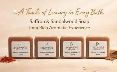 PROMIX‑5 Saffron Sandalwood Herbal Bathing Soap Bar 100g | Gentle Cleansing, Brightening, Deep Nourish, Natural Herbal Ingredients, Daily Use Skin Care thumbnail 3